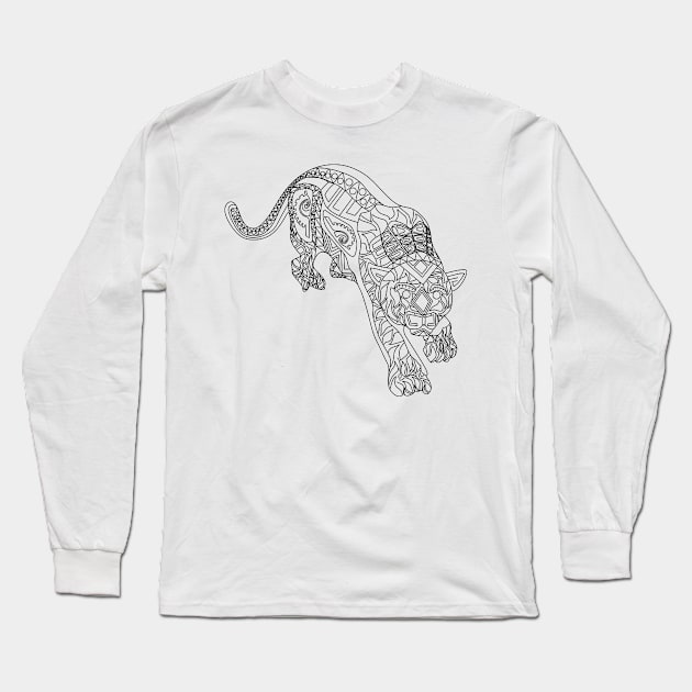 Wild cougar cat in pattern ecopop Long Sleeve T-Shirt by jorge_lebeau